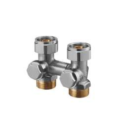 Узел, Oventrop, Multiflex V, запорно-присоединительный, прямой H-образный, 3/4", 3/4", Н ЕК-НГ, PN, бар-10, T°C -от +2 до +120, латунь, никелированный, ZB, для отопительных приборов-со встроенным вентилем, металлическое уплотнение, для заполнения, слива,
