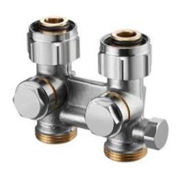 Узел Multiflex F, 3/4" HГ x 3/4" HP, запорно-присоединительный (ZBU) для заполнения, слива, с предварительной настройкой, латунный, мягкое уплотнение, никелированный, для отопительных приборов со встроенным вентилем, с наружной резьбой 3/4"