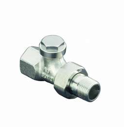 Вентиль, Oventrop, Combi 4, проходной, DN-15, 1/2", ВН, PN, бар-10, T°C -от +2 до +120, бронза/латунь, никелированный, НГ со штуцером, воспроизводимая предварительная настройка, отключение, заполнение/слив