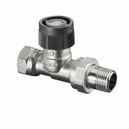 Вентиль, Oventrop, серия A, термостатический, проходной, DN-15, 1/2", 1/2", ВН, PN, бар-10, T°C -от +2 до +120, латунь, никелированный