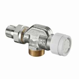 Вентиль, Oventrop, серия AV9, термостатический, осевой, DN-15, 3/4", 1/2", Н ЕК-Н, PN, бар-10, T°C -от +2 до +120, латунь, никелированный, плавная преднастройка