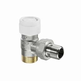 Вентиль, Oventrop, серия AV9, термостатический, угловой, DN-15, 3/4", 1/2", Н ЕК-Н, PN, бар-10, T°C -от +2 до +120, латунь, никелированный, плавная преднастройка