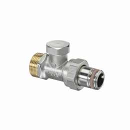Вентиль, Oventrop, Combi 2, проходной, DN-15, 3/4", 1/2", Н ЕК-Н, PN, бар-10, T°C -от +2 до +120, латунь, никелированный, НГ со штуцером, предварительная настройка, отключение