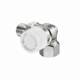 Вентиль, Oventrop, серия AV9, термостатический, угловой трехосевой, DN-15, 1/2", 1/2", ВН, PN, бар-10, T°C -от +2 до +120, латунь, никелированный, правое подключение, плавная преднастройка