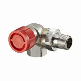 Вентиль, Oventrop, серия AF, термостатический, угловой трехосевой, DN-15, 1/2", 1/2", ВН, PN, бар-16, T°C -от +2 до +120, бронза/латунь, никелированный, левое подключение, с плавной, точной предварительной настройкой