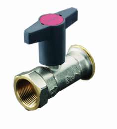 Кран шаровой, Oventrop, Optibal P, для обвязки насоса, DN-25, 1 1/2", ВНГ, PN, бар-10, латунь, никелированный, с обратным клапаном, устанавливается перед насосом, T°C -120