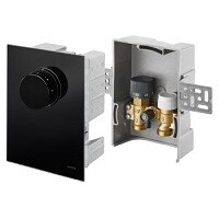 Набор терморегулятора, Oventrop, Unibox E plus, диапазон T°С (помещения)-7-28°С, диапазон T°С (обратного потока)-20-40°C, крышка черное стекло, регулирование по температуре помещения и ограничение температуры обратного потока