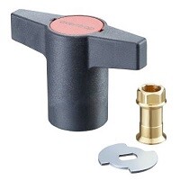 Рукоятка пластмассовая Oventrop, для переоборудования 3/4" и 1" для замены ручажных рукояток из оцинкованной стали или "бабочкой" из алюминия на латунных шаровых кранах Optibal пластмассовыми рукоятками.