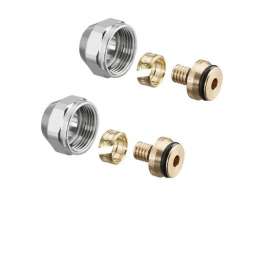 Присоединительный набор, Oventrop, Cofit S, НГ ЕК, 3/4", 20 x 2,5, со стяжным кольцом, латунь, НГ-никелированная, 2 набора в комплекте