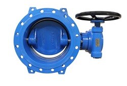 Затвор дисковый поворотный, Tecwat, фланцевый, PN10, DN400, диск ковкий чугун, с двойным эксцентриситетом и механическим редуктором