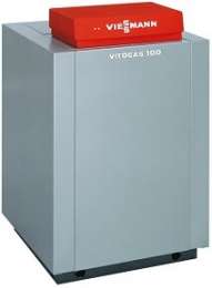 Котёл напольный, Viessmann, Vitogas 100-F, газовый атмосферный, GS1D 60/120, мощность, кВт-60-120, одноконтурный, камера сгорания-открытая, чугунный, система управления-Vitotronic 100/300 тип CC1E/CM1E, 2-х котловая установка, погодозависимое каскадное уп