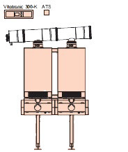 Котёл настенный, Viessmann, газовый конденсационный, Vitodens 200-W 99, мощность, кВт-20-99, одноконтурный, камера сгорания-закрытая, система управления-Vitotronic 100/300-K тип HC1B/MW2B, для погодозависимой теплогенерации, 2-х котловая установка, в ряд,