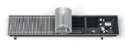 Встраиваемый в пол конвектор Varmann Qtherm Q_180.110.1400 RR U EV1, шириной 180 мм, высотой 110 мм, длиной 1400 мм, решетка роликовая из алюминия, анодированная в натуральный алюминий, декоративная рамка из U-образного профиля, вентиляторы с EC-двигателя